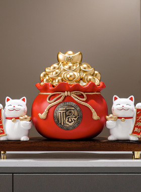 新中式招财猫收纳摆件