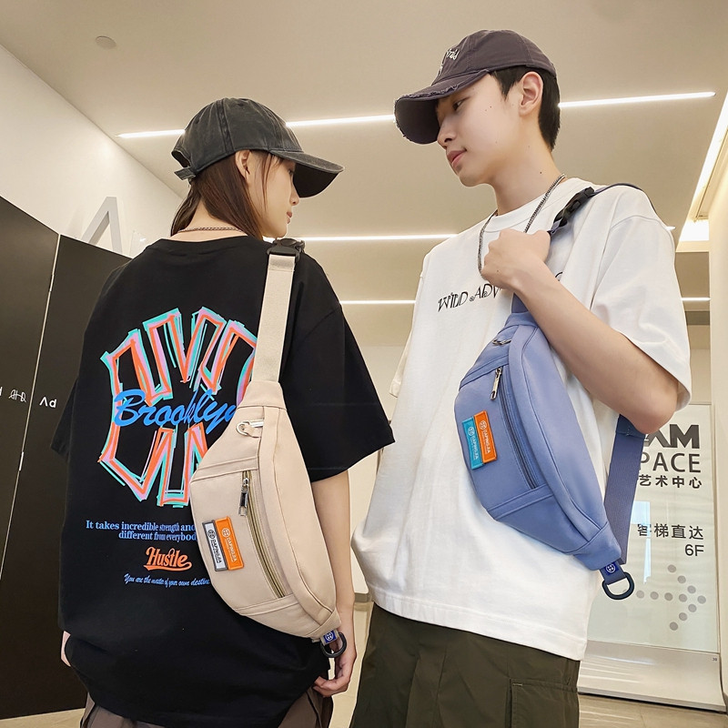 韩版时尚斜跨包户外骑行包胸包情侣潮男潮女腰包小挎包便携逛街包
