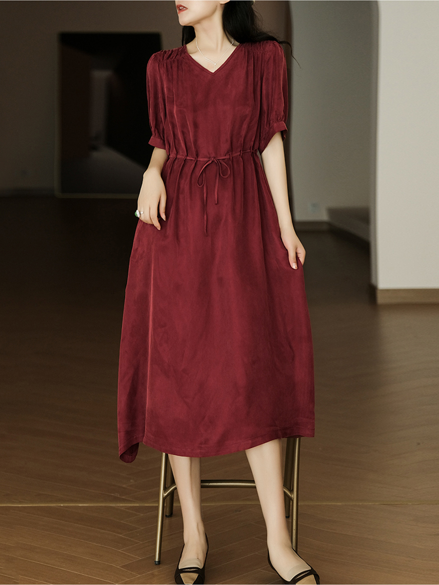 宽松重磅铜氨丝连衣裙子