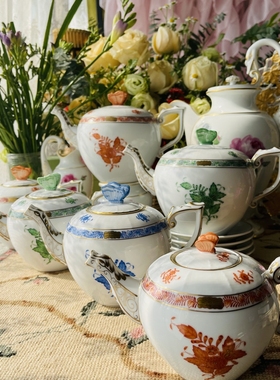 现货全新匈牙利Herend绿色/蓝色/橘色Apponyi一人份小壶400cc