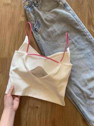 夏季美背吊带带胸垫吊带背心女夏季内搭外穿纯欲辣妹短款打底上衣
