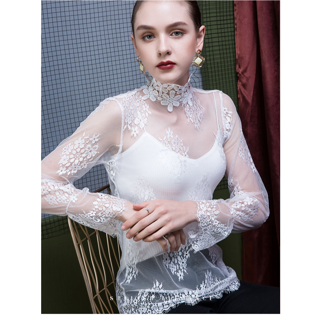 高级感打底衫女叠穿蕾丝花边透明内搭2025新款白色镂空网纱上衣,女装/女士精品,蕾丝衫/雪纺衫,淘宝优惠券,粉丝福利购,淘宝优惠卷
