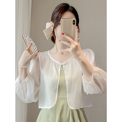 春装冰丝防晒开衫女夏罩衫配吊带裙子外搭薄款披肩2026新款小上衣