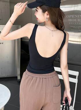 背美背打底夏背心带胸垫裹胸