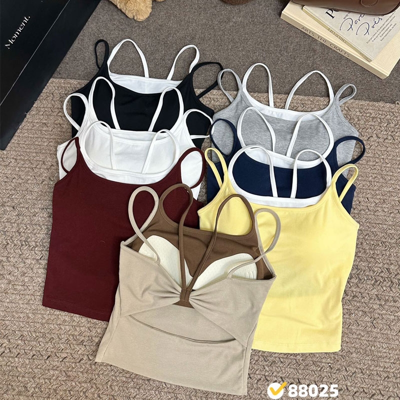 纯欲露背吊带背心女带胸垫性感辣妹内搭短款美背纯棉上衣外穿夏季