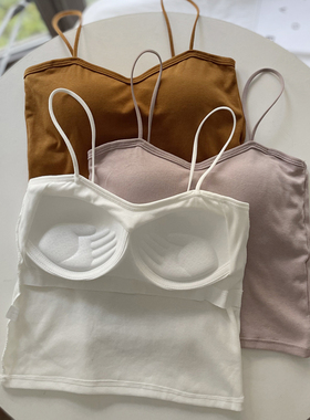 美背内衣女夏季薄款吊带背心文胸一体式内搭带胸垫裹胸防走光抹胸