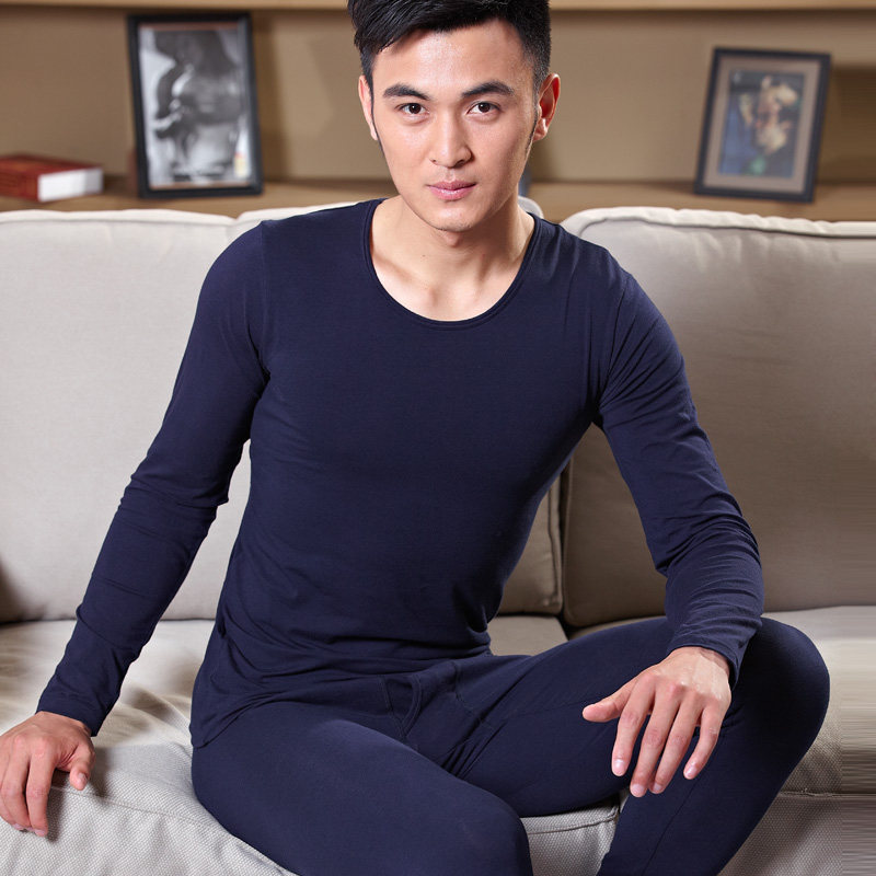 莫代尔男士超薄圆领保暖内衣包邮
