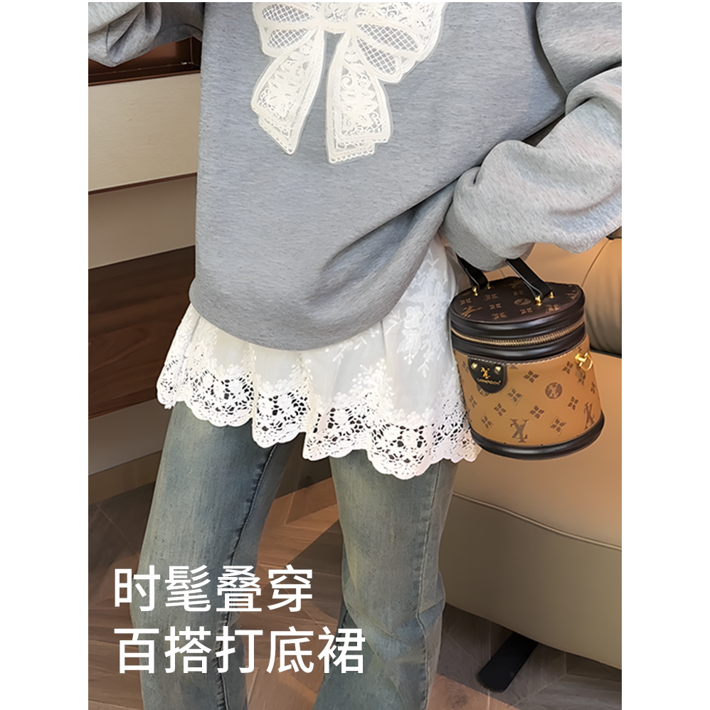 秋冬蕾丝纯棉屁帘专配鲨鱼裤遮胯显瘦2025新款女士叠穿打底半身裙
