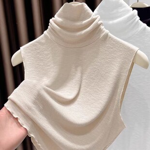 秋季堆堆领杏色高领无袖打底衫内搭衣服针织假领子百搭女秋冬