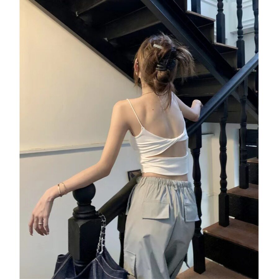 白色小吊带背心女夏带胸垫外穿美背文胸一体内搭打底美式抹胸上衣