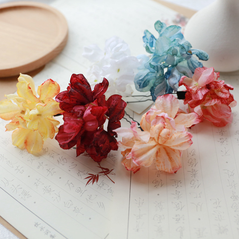 古风森系绢花汉服头饰写真发夹