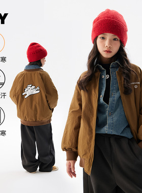 儿童加绒棒球服外套秋2025冬款加绒加厚夹克女童上衣男童冬季开衫