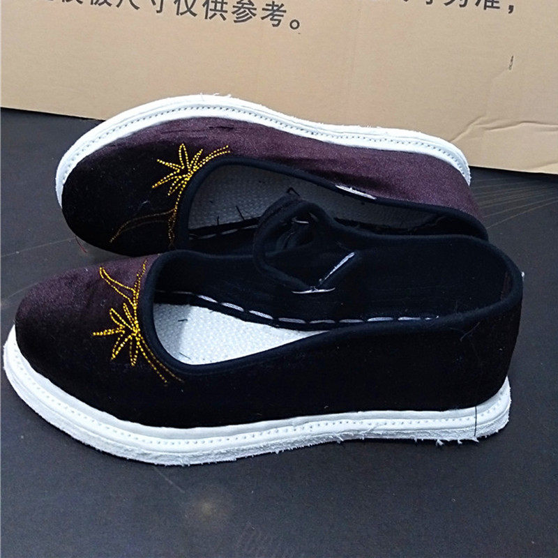 毛边布鞋女农村传统纯手工红色方口一字扣鞋千层底绣花鞋孕妇月子