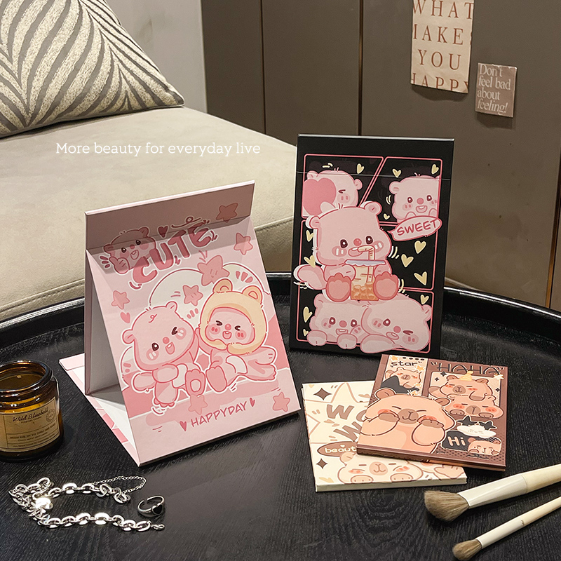 可爱折叠小镜子桌面可立便携化妆镜学生宿舍桌上办公室摸鱼神器