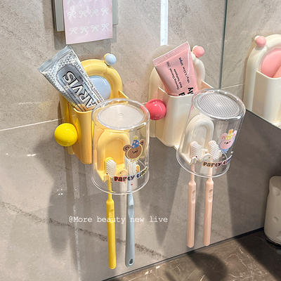 吸盘式牙刷置物架漱口杯