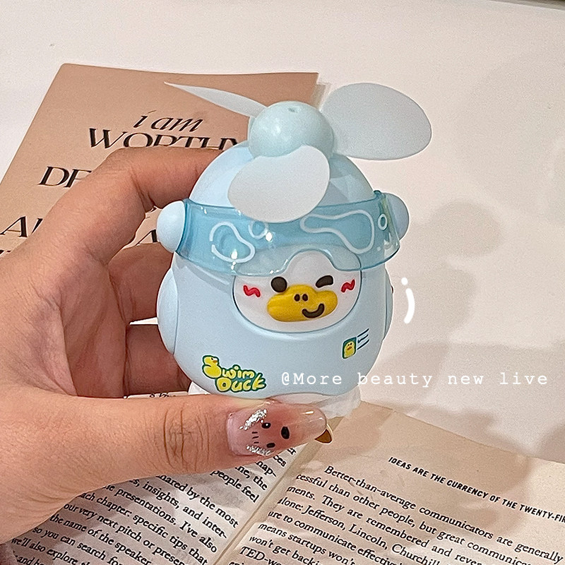 可爱潜水鸭挂脖式小风扇夏天学生便携式随身usb静音挂脖子电扇