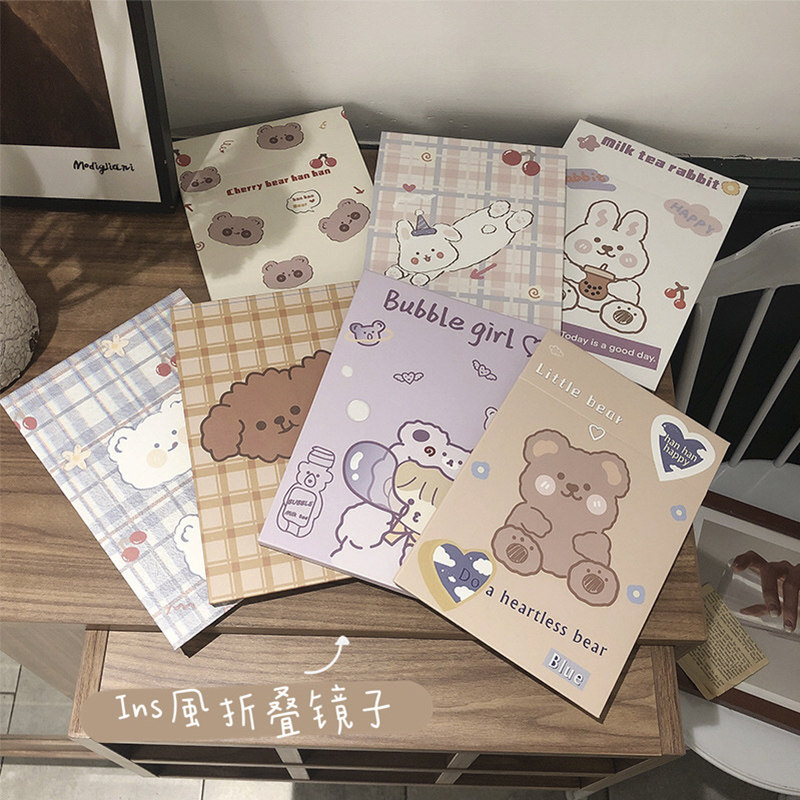 인터넷 연예인 거울 탁상용 화장 거울 기능 스타일 가리 하트 탁상용 접이식 휴대용 기숙사 학생 고화질 화장 거울