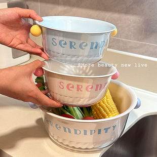 可爱洗菜盆沥水篮双层新款精致小果盘家用客厅茶几果篮厨房洗水果