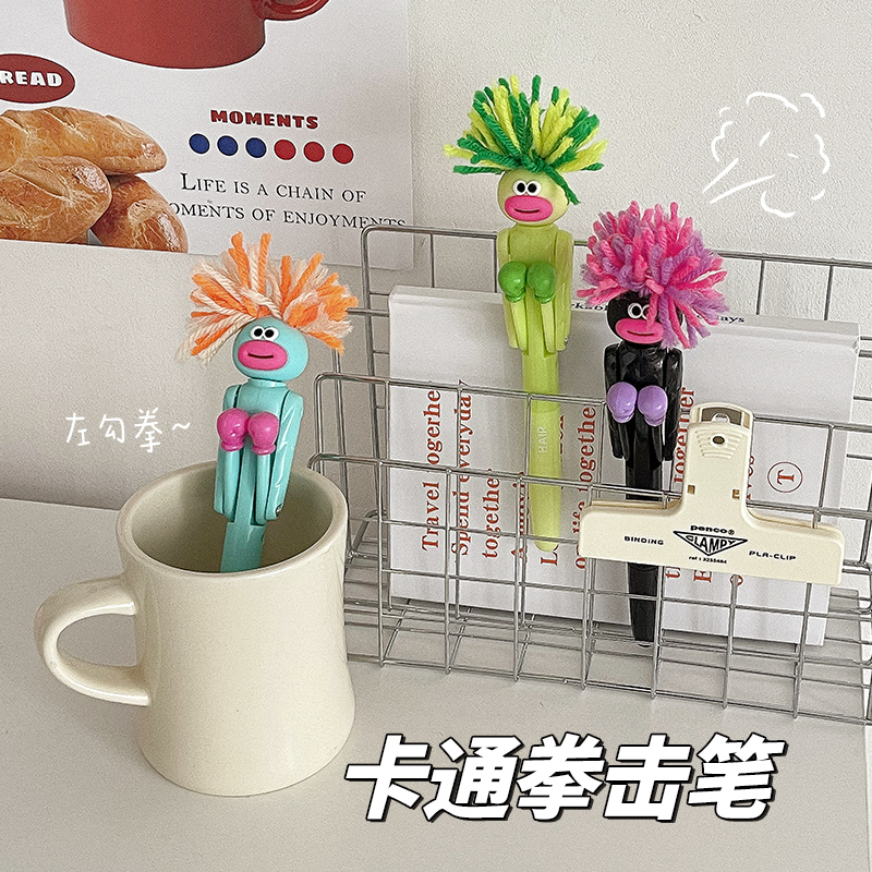 可爱炸毛人拳击笔圆珠笔