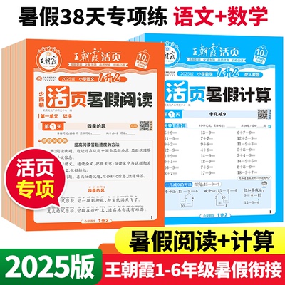 2025新版王朝霞活页暑假阅读+计算一升二升三升四升五升六年级小学语文数学暑假作业预复习同步衔接上下册阅读理解计算题专项训练