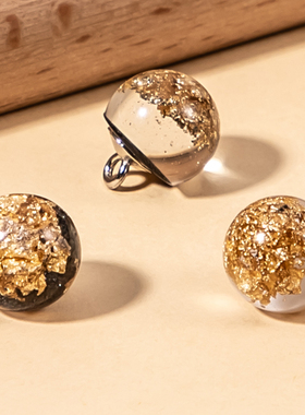 仿玉石纽扣高端精致时尚中式汉服金箔珍珠盘扣衬衫国风旗袍扣子