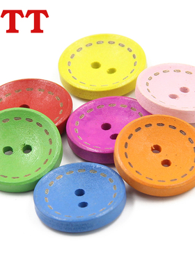 纽扣彩色糖果色儿童可爱木头小扣子手工DIY装饰扣配件材料15-20mm