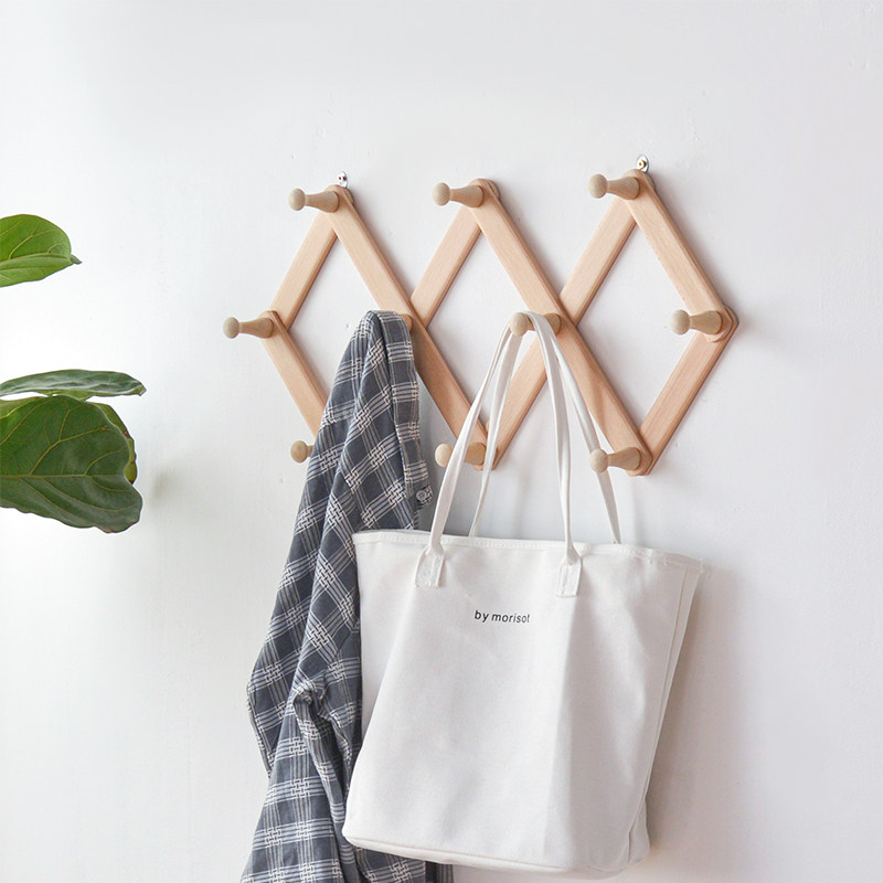 伸缩挂钩实木壁挂墙上挂衣架门后免打孔玄关进门衣帽钩菱形挂衣钩,收纳整理,挂钩/粘钩,淘宝优惠券,粉丝福利购,淘宝优惠卷