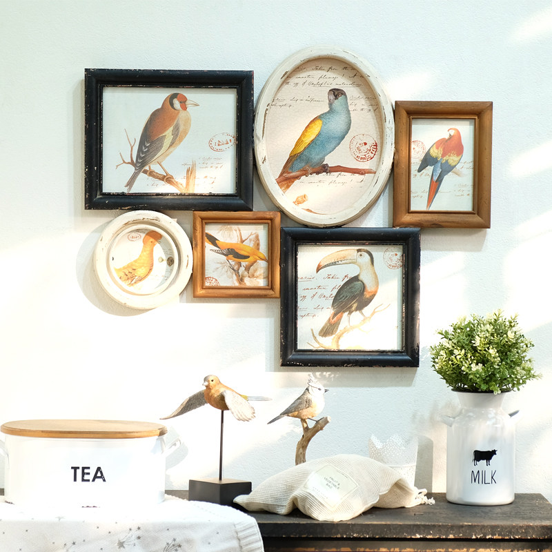 American style rural Retro solid wood Birds combination Photo frame Wall decoration Pastoral wind ornament Pendant Wall hangingsin the Home accessories , Mural  category - from Buy2taobao.com to provide professional Taobao agent buy service
