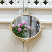 美式 化妆镜户外庭院挂镜壁挂墙饰 饰镜 法式 复古铁艺金色雕花装