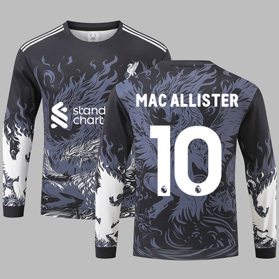 2526秋冬新款利物浦黑色球衣卫衣麦克阿利斯特透气长袖运动训练服