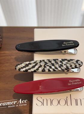 韩国进口France橄榄形鸭嘴夹复古红色发夹侧边刘海夹醋酸夹子头饰