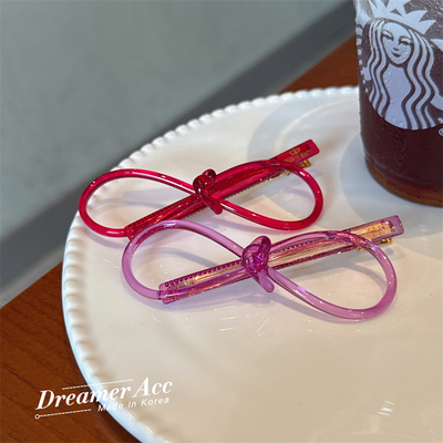 韩国进口树脂高级感蝴蝶结发夹鸭嘴夹侧边刘海夹红色头饰夹子女