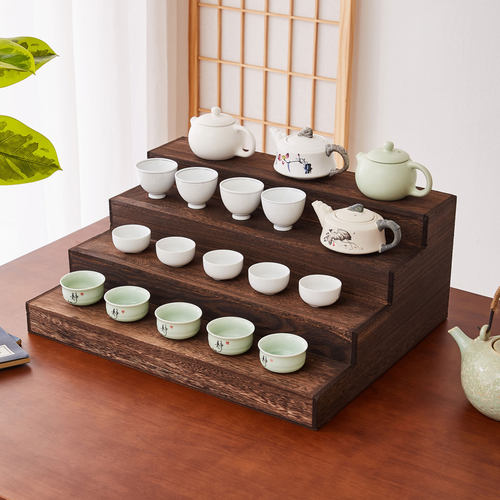 实木桌面博古架茶壶架中式置物架
