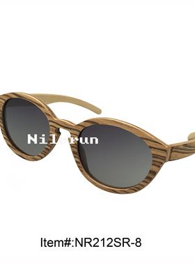 时尚椭圆形灰色偏光镜片超轻斑马复合木太阳镜墨镜