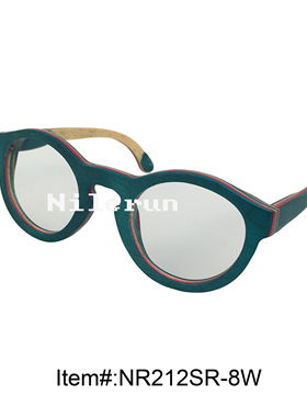 欧美流行时尚圆形光学眼镜架 绚酷蓝色滑板木眼镜架