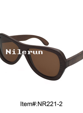 墨镜飞行员式棕色竹子太阳眼镜