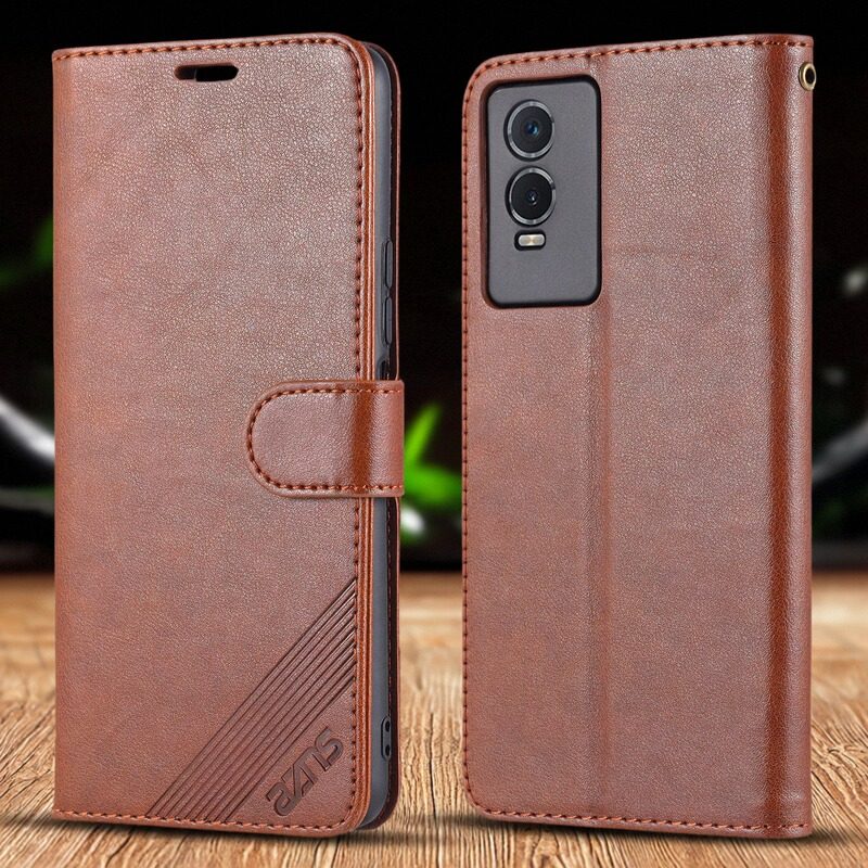 适用vivo Y76S手机壳翻盖式防摔全包皮套华为可插卡钱包款式保护套男女时尚软胶简约皮夹