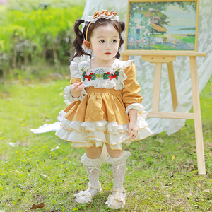 西班牙洛丽塔公主裙女童连衣裙女宝宝生日周岁礼服秋冬新款蓬蓬裙
