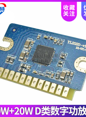 YL2020新款20W+20W D类数字功放板12V-24V迷你功放模块 音效好