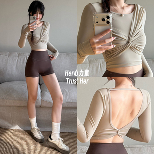 Her心力量|瑜伽长袖 美背运动背心跑步普拉提健身服 固定胸垫夏季