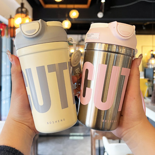 guloo咖啡保温杯316不锈钢双饮杯