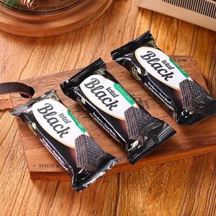 俄罗斯黑巧克力威化饼干0蔗糖饼干饱腹早餐代餐进口食品儿童零食