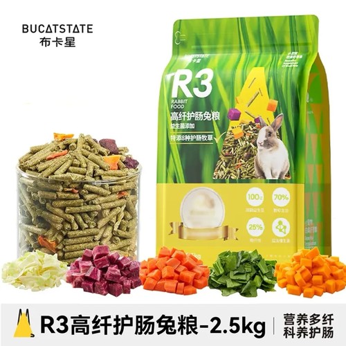 布卡星R3果蔬高纤维兔粮全期营养幼兔成兔粮食提摩西草主食饲料