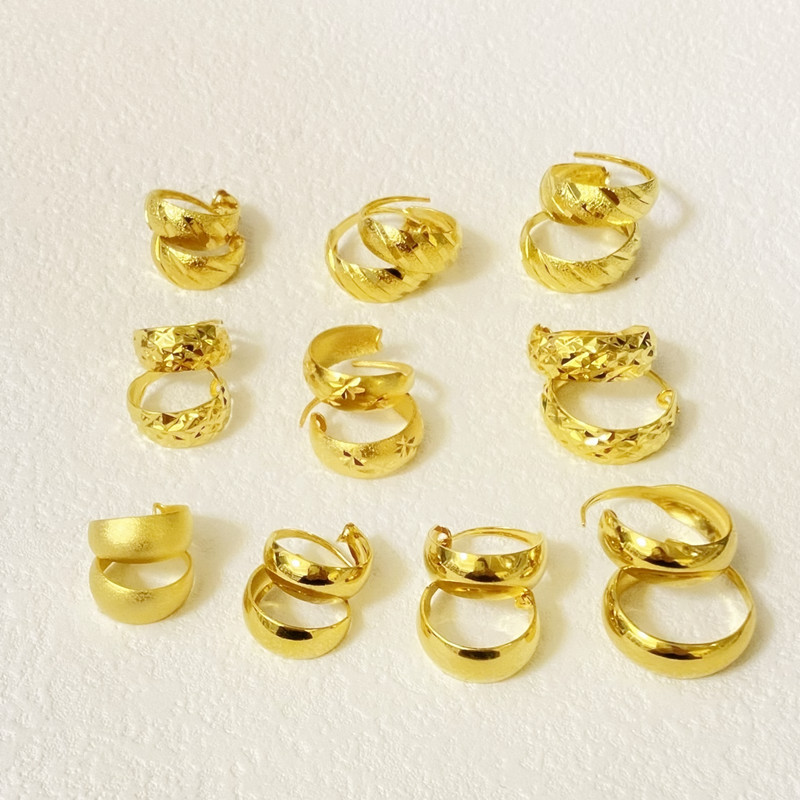 简约铜女金不掉色耳圈耳包沙金款