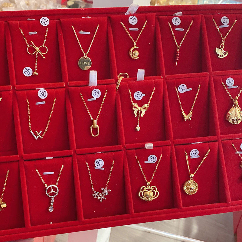 甜美时尚简约沙金套装项链锁骨套链公主环环相扣仿真金链中式蝴蝶