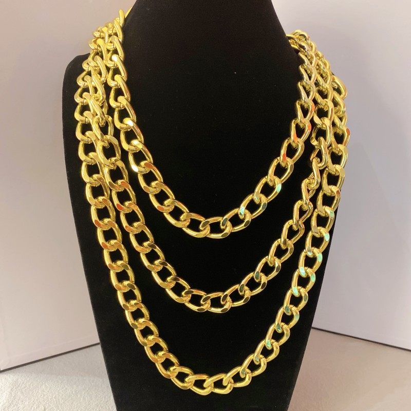 欧美夸张大金链子假金项链铝合金粗链条视频拍照录像搞笑嘻哈男女