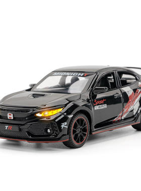 新款 嘉业合金车模1比32本田思域TYPER限量带声光模型摆件玩具