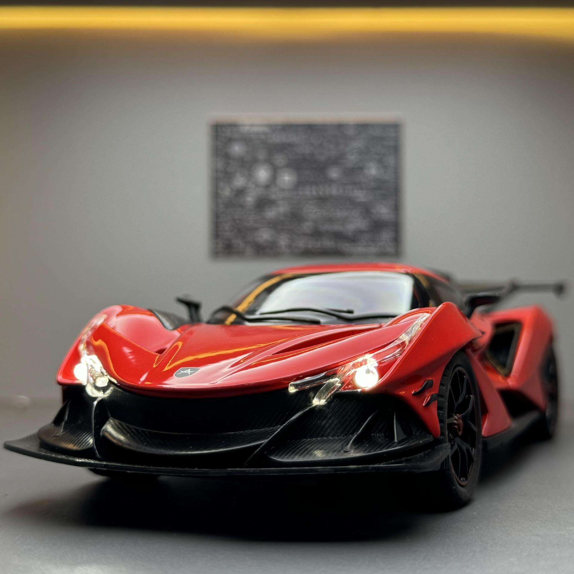 新款车致合金车模1:24阿波罗IE跑车带声光玩具车音乐模型摆件藏品