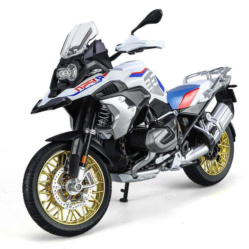 新款 合金车模1:9水鸟R1250GS摩托带声光模型摆件儿童玩具