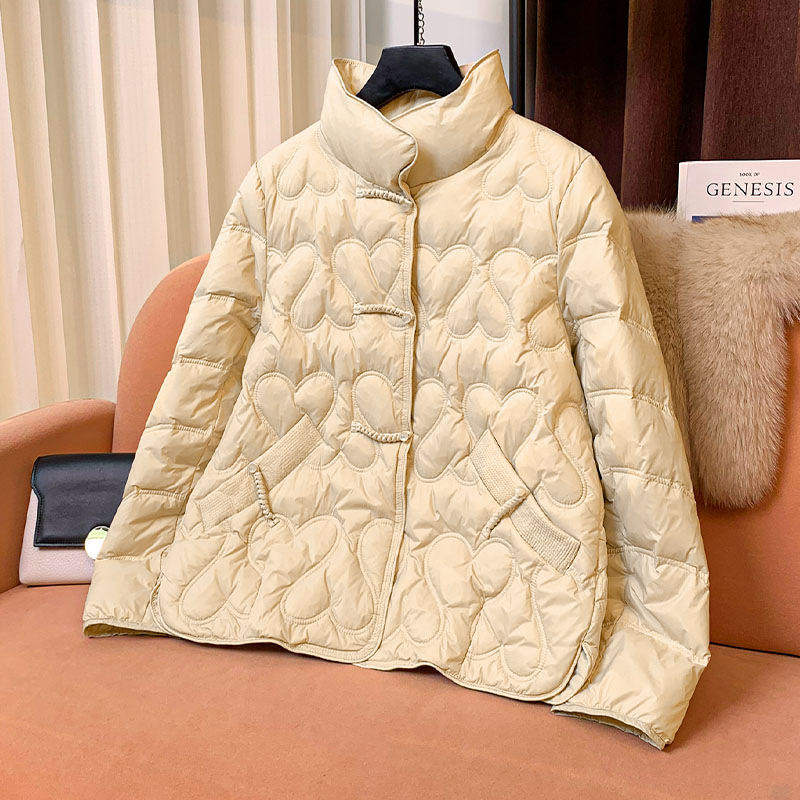 中国风复古盘扣轻薄羽绒服女秋冬时尚减龄白鸭绒外套潮常规